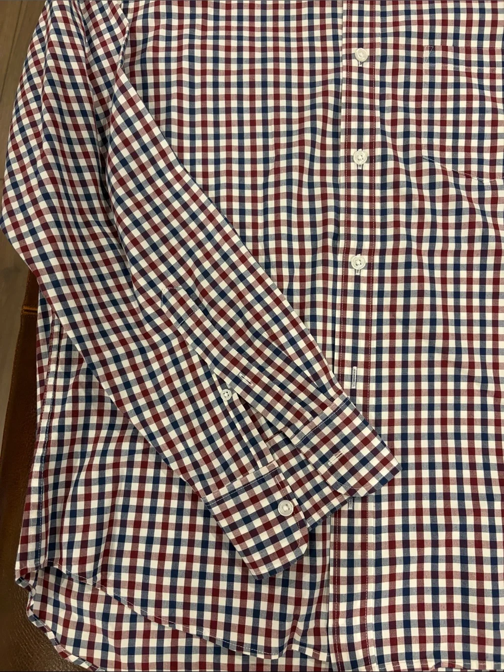 J. Crew Men’s Button-Up Gingham Shirt — Navy, Red & White - Never Worn